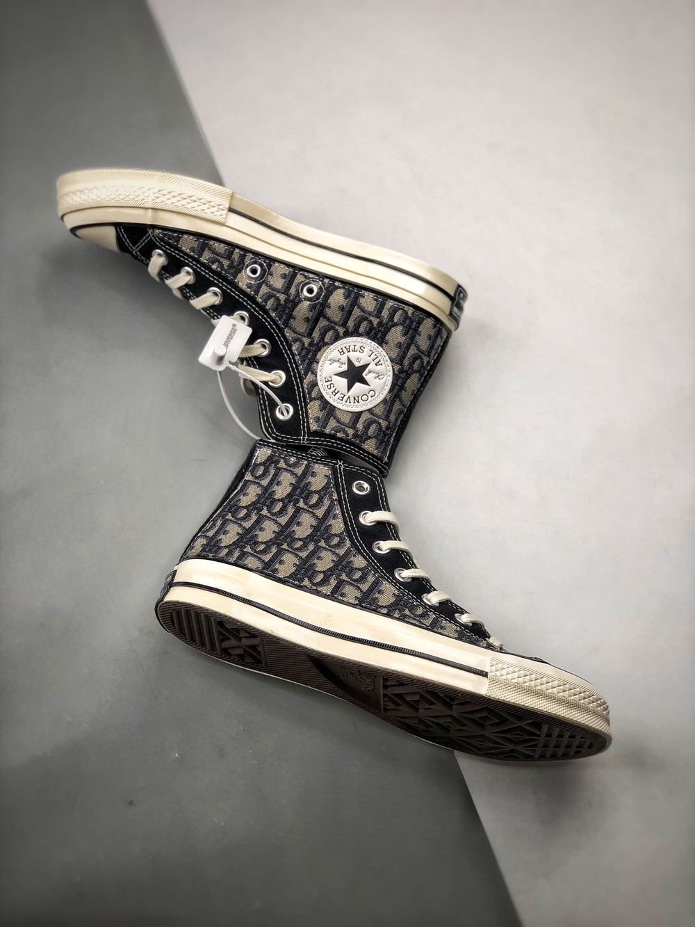 Converse x Dior-Inspired High-Top Sneakers in Black/Cream